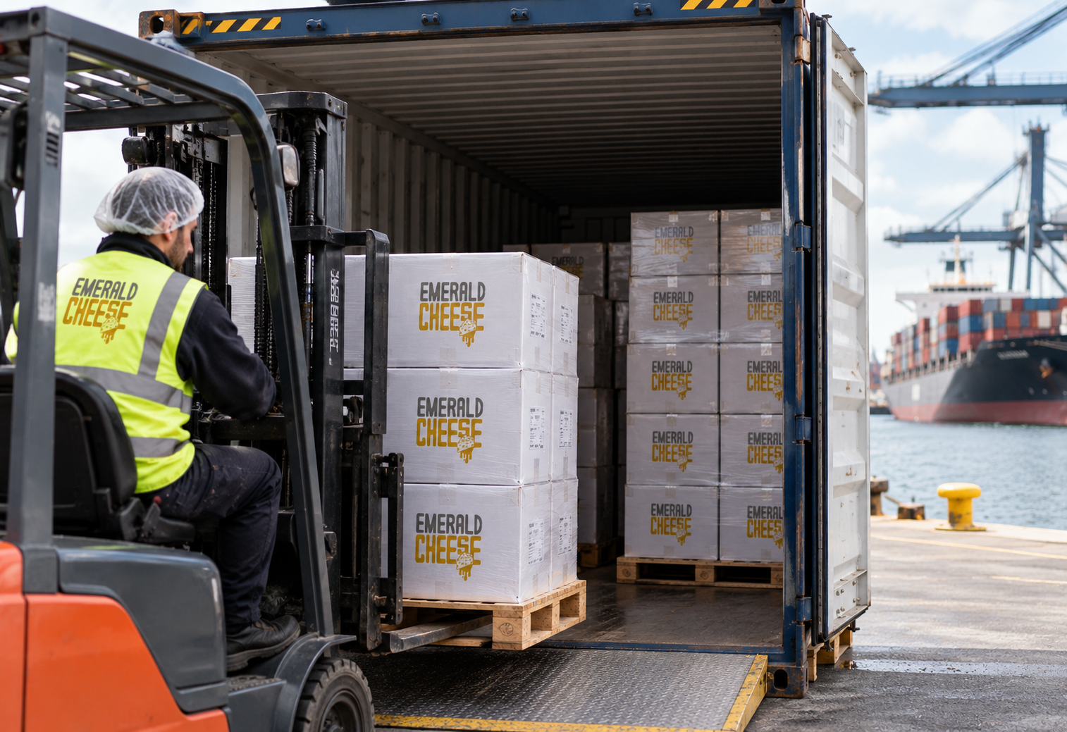 Emerald Cheese Export at the Port